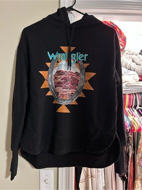 Wrangler Black Hoodie with Teal Logo & Copper Graphic